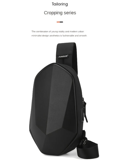 JUMAHE Men's USB Charging Crossbody Bag with Dual Power Ports, Hexagonal Geometric Design Street Style Shoulder Bag - Premium Durable Fabric, Adjustable Strap  Zipper Closure for Daily Commute (Black/Grey), Bags for Travel,