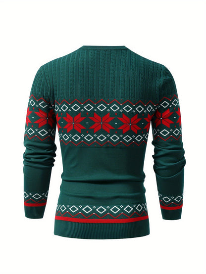 Men'S Jacquard Casual Knitted Warm Top
