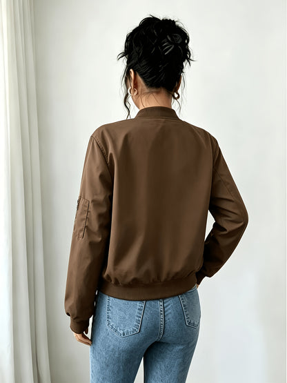 Women's Casual Y2K Zip-Up Baseball Jacket with Pockets