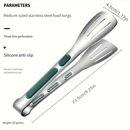 Stainless Steel Kitchen Tongs Set, Non-Slip Grip, Multi-Purpose Cooking Utensils for Grilling, Serving, And Salad, Metal Food Grabber for Bread And BBQ - Home Kitchen Accessories