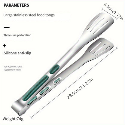 Stainless Steel Kitchen Tongs Set, Non-Slip Grip, Multi-Purpose Cooking Utensils for Grilling, Serving, And Salad, Metal Food Grabber for Bread And BBQ - Home Kitchen Accessories
