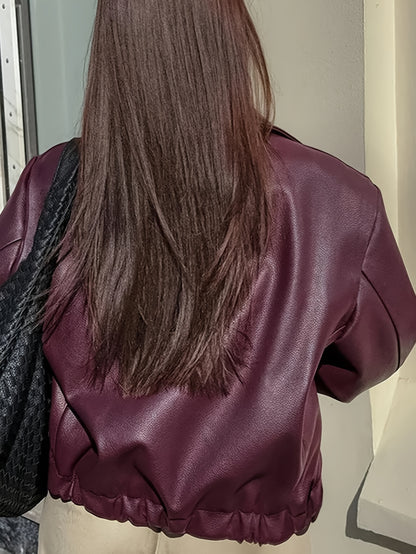 Women's Retro Motorcycle Jacket - Coat with Collar & Classic Black/White/Grey/Brown Tones - All-Season Casual Outerwear (Machine Washable) for Motorcycle Riding & Casual Attire - Non-Stretch Jacket