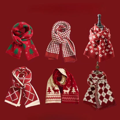 Red and Green Christmas Tree Scarf - Women's Autumn/Winter Warm Scarf, Versatile for Students and Couples, Christmas Gift Red and Green Neck Warmer, Elegant High-End Scarf for Women, Men's Winter Scarf