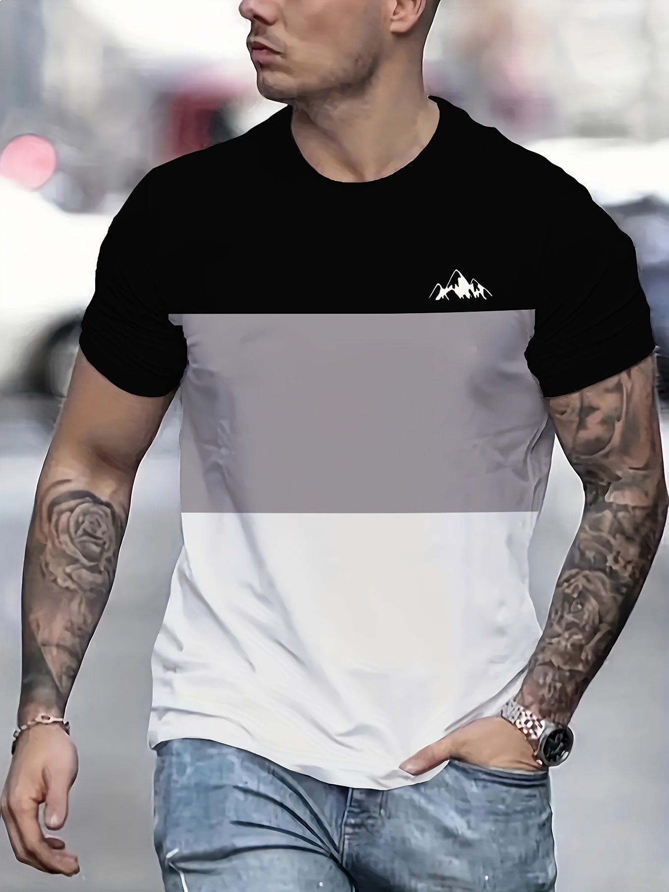 Men'S New Striped Quick-Dry T-Shirt, Featuring 3D Printing, a Round Neck, Mesh Fabric, Short Sleeves, Perfect for Casual Wear And Fitness.