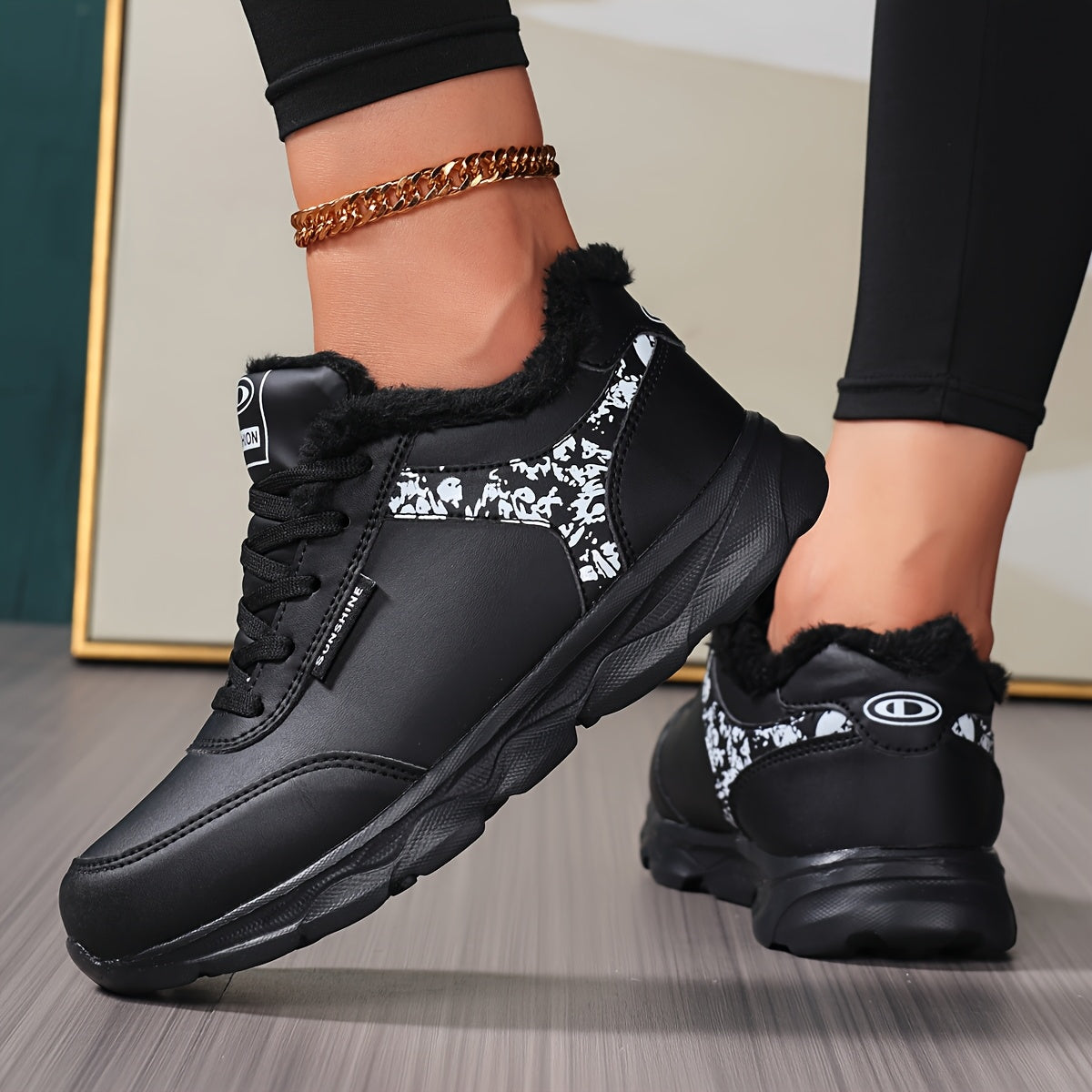 Women's Winter Thermal Fleece-Like Short Boots - Grey & Pink Faux Upper, Sole Traction, Lace-Up Low-Top Snow Shoes for Ice Walking, Casual & - Warm Cold Weather Outdoor Footwear