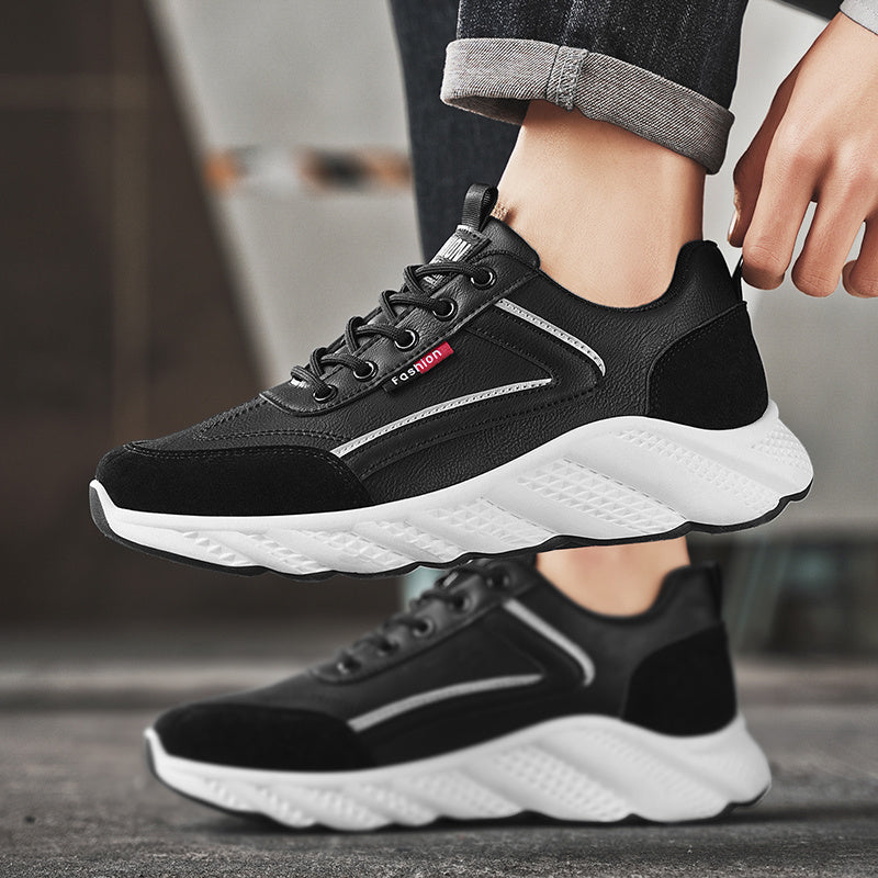 Men's Retro Sneakers - White  Green Accent Lace-Up Shoes, Cushioned PVC Sole for All-Day Comfort, Low-Top Sneakers for Gym, Office, Casual Attire - Model HX-7, Gym Footwear, Sleek Casual Style, Fabric Upper, Durable Traction