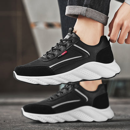 Men's Retro Sneakers - White  Green Accent Lace-Up Shoes, Cushioned PVC Sole for All-Day Comfort, Low-Top Sneakers for Gym, Office, Casual Attire - Model HX-7, Gym Footwear, Sleek Casual Style, Fabric Upper, Durable Traction