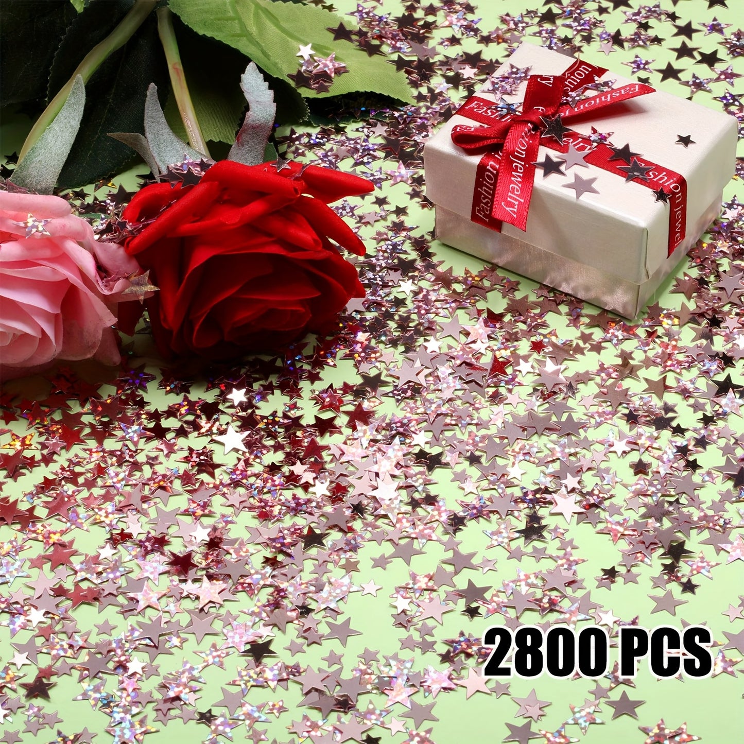 1200/2800pcs Sparkling Star-Shaped Confetti - Golden & Rose Golden Plastic Party Decorations for Halloween, Christmas, Weddings, Birthdays, Graduations, and Holiday Celebrations, Festive Table Decorations, Celebration Accesso