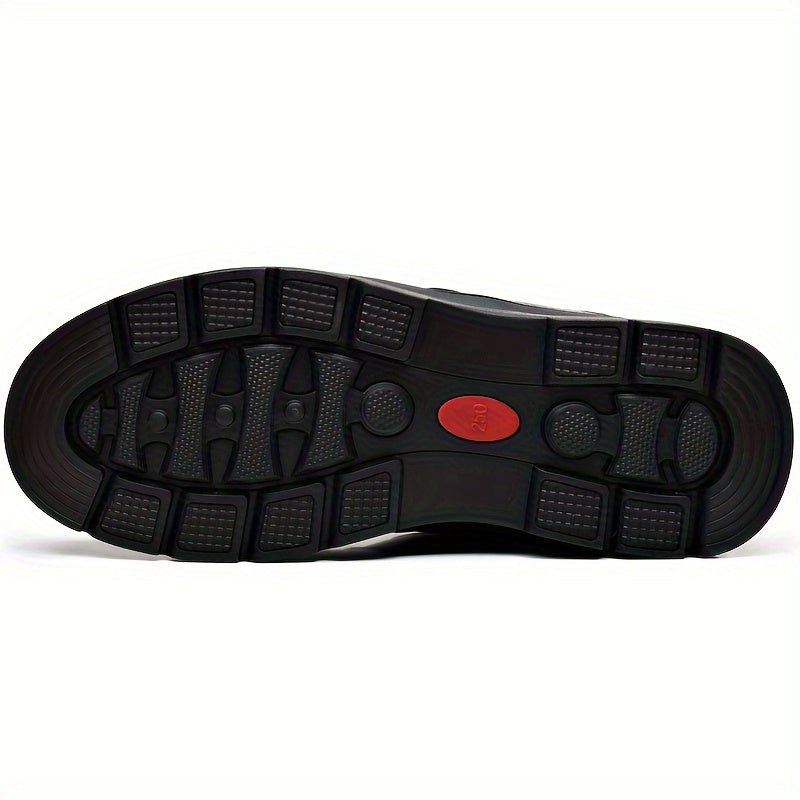 Men's Genuine Leather Winter Snow Boots - Short Ankle Boots with Rubber Sole, Lace-Up Cold-Weather Footwear for Ice & Snow, Heavy-Duty Traction (Wide Fit Available) - Ideal for Skiing, & Outdoor Activities (No