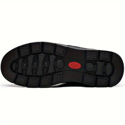 Men's Genuine Leather Winter Snow Boots - Short Ankle Boots with Rubber Sole, Lace-Up Cold-Weather Footwear for Ice & Snow, Heavy-Duty Traction (Wide Fit Available) - Ideal for Skiing, & Outdoor Activities (No