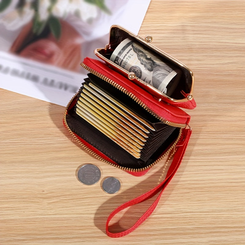 Small Credit Card Bag For Women, Multi Functional Kiss Lock Wallet, Fashion Zipper Coin Purse