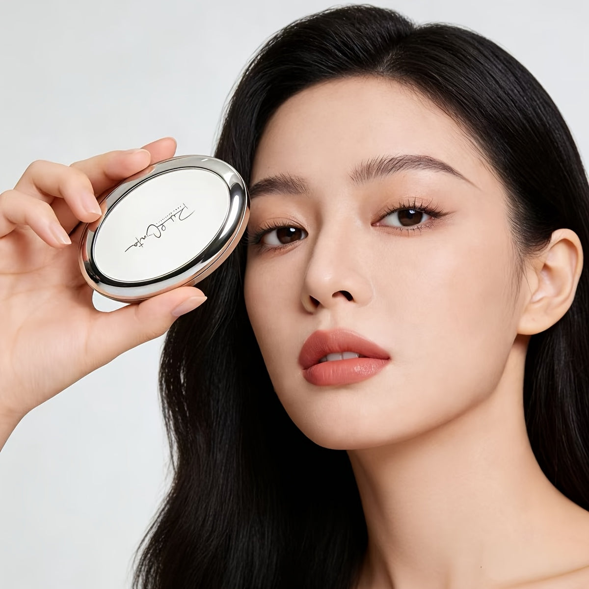 Foldable Round Makeup Mirror with Air Cushion Comb - Portable