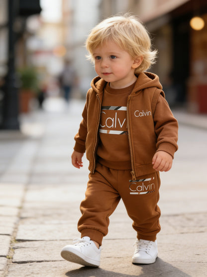 3-Piece Baby Boys Fall Winter Outfit Set with Pullover & Pants