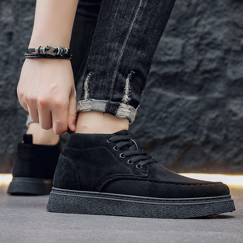 Men's High-Top Casual Ankle Boots, Lightweight PU, All-Season