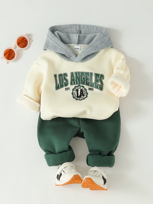 Boys' Fall/Winter Hooded Sweatshirt and Casual Sport Pants Set