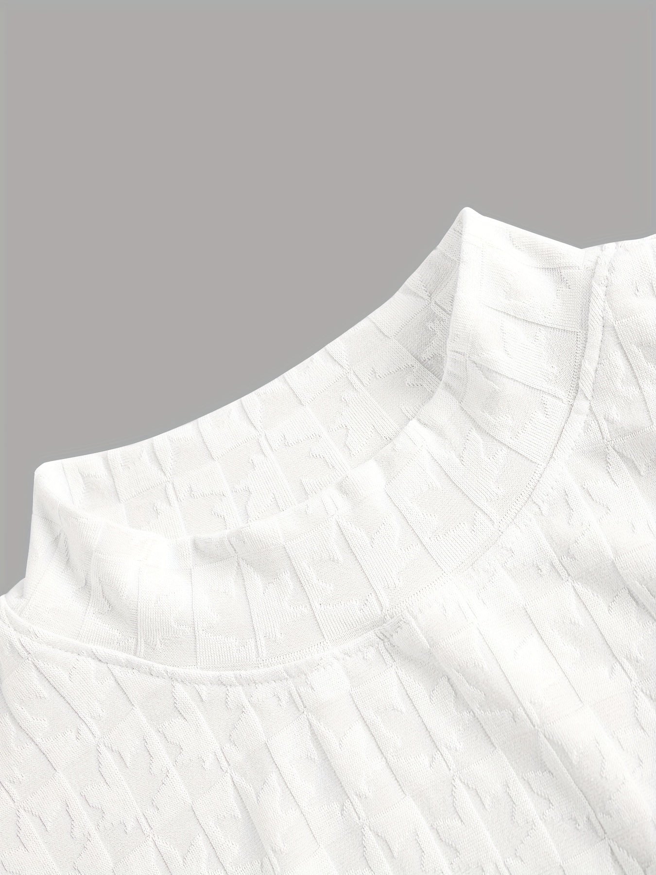 Men'S Long-Sleeve T-Shirt with a Half-High Collar, Casual Jacquard Base Layer for Outerwear, Stylish And High-Quality Top for Autumn And Winter