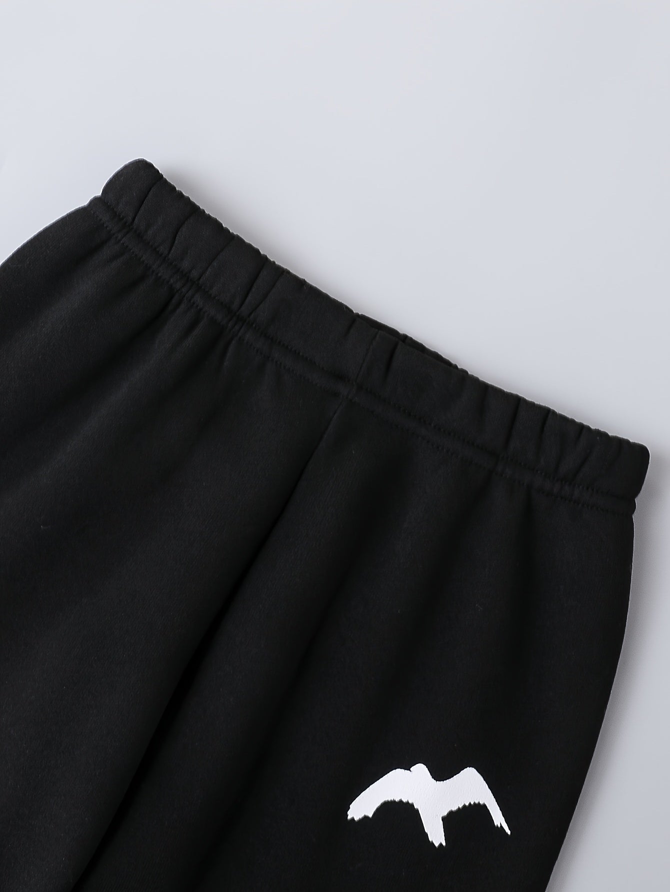 2pcs Boys' Autumn/Winter Fleece-Lined Hooded Zip-Up Jacket and Pants Set with Bird Print, Simple Color Block Design with Pockets, Fashionable Sporty Outfit for Outdoor Activities and Daily Wear, 100% Polyester Knit Stretch Fa