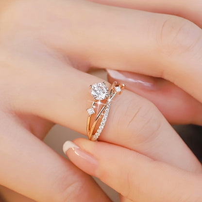 Adjustable Women’s Starry Sky Ring with Synthetic Cubic Zirconia