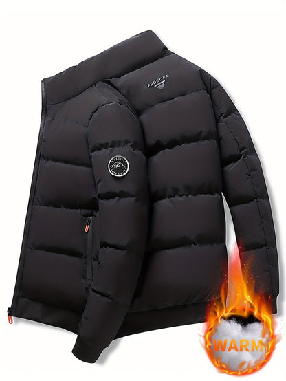 Men's Lightweight Jacket with - Winter Warm Coat, Stand Collar & Zippered Pockets, Beige/ & Black, Machine Washable (No Dry Clean) - Casual & Formal Outerwear for Cold Weather (-Filled)