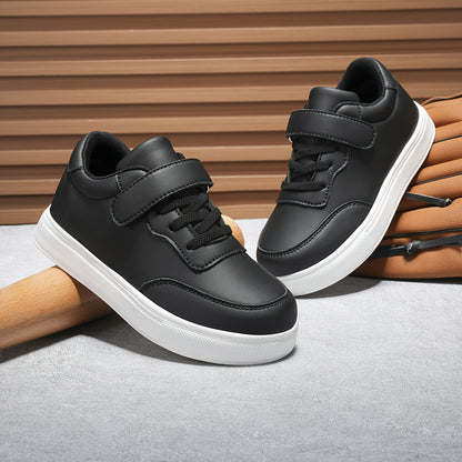 Kids Glossy PU Sports Shoes with Hook-and-Loop Closure