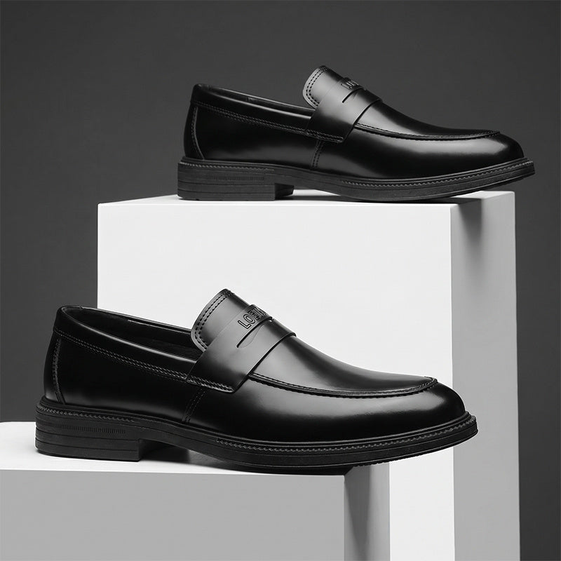 Men's Black Round Toe Loafers - Breathable Soft Sole, All-Season