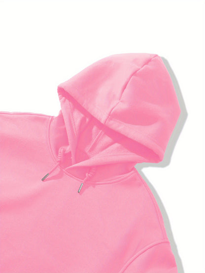 Women'S Pink "Happy New Year 51.46meter Print Hoodie - Cozy Casual Pullover with Golden Glittery Lettering, Long Sleeves, and Drawstring Hood, Perfect for Winter Celebrations, Winter Hoodie | Festive Print Hoodie | Stretchy F