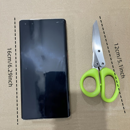 3-Layer Stainless Steel Kitchen Scissors - Versatile Onion & Herb Shredder for BBQ & Indoor Use, Durable with Protective Cover & Built-in Cleaning Agent