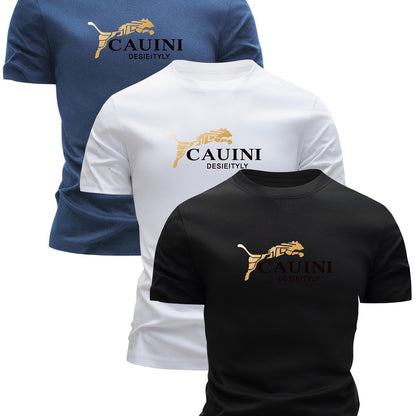 3pcs Men'S Heavyweight 100% Cotton T-Shirts - Breathable Crew Neck Tees, Dark Grey/White/Black Color Options - Everyday Casual & Formal Wear - Soft Everyday Essentials for Men, Cotton T Shirts, Summer Clothing, Classic Fit Te - ayq