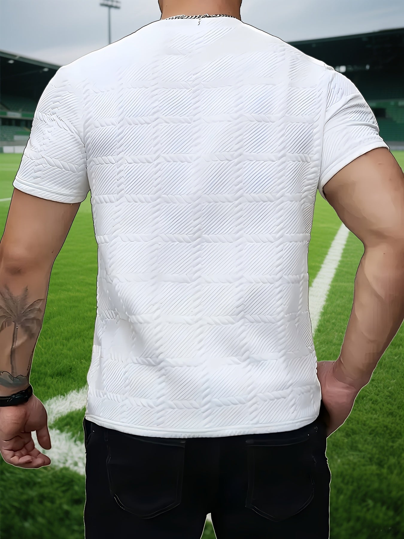 Men's T-shirt, Casual Tee, Breathable Slim-fit Short Sleeves, Machine Washable Comfort, Versatile Casual Wear, Sporty Leisure Top, Classic Crew Neck - ayq