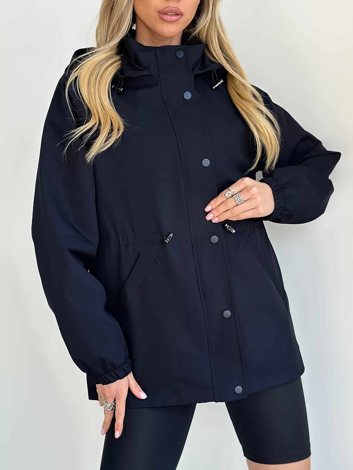 Autumn and Winter Women's Fashion Solid Color Windbreaker Jacket
