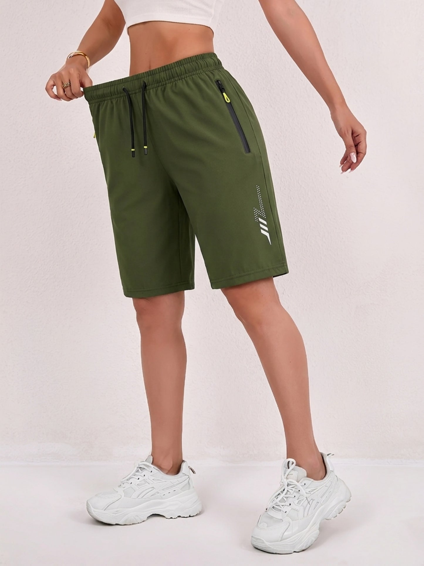 Women’s Quick-Dry Athletic Shorts with Zipper Pockets - Summer Fitness