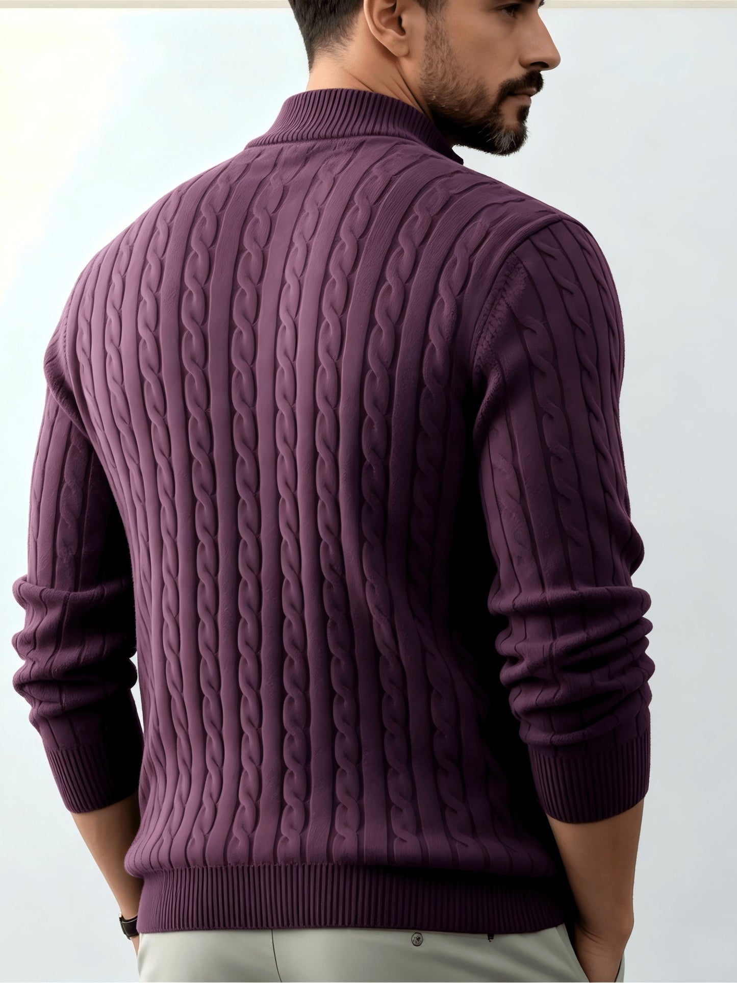 Men's Casual Quarter-Zip Knit Pullover for Spring and Fall