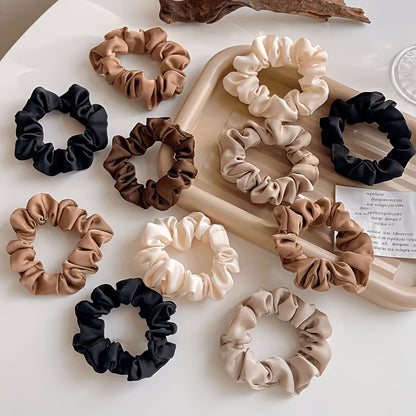 5pcs Vintage-Style Fabric Hair Ties for Women - Elastic Bands