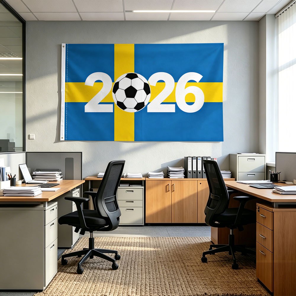 Sweden 2026 Football Fan Banner - Polyester Outdoor Flag