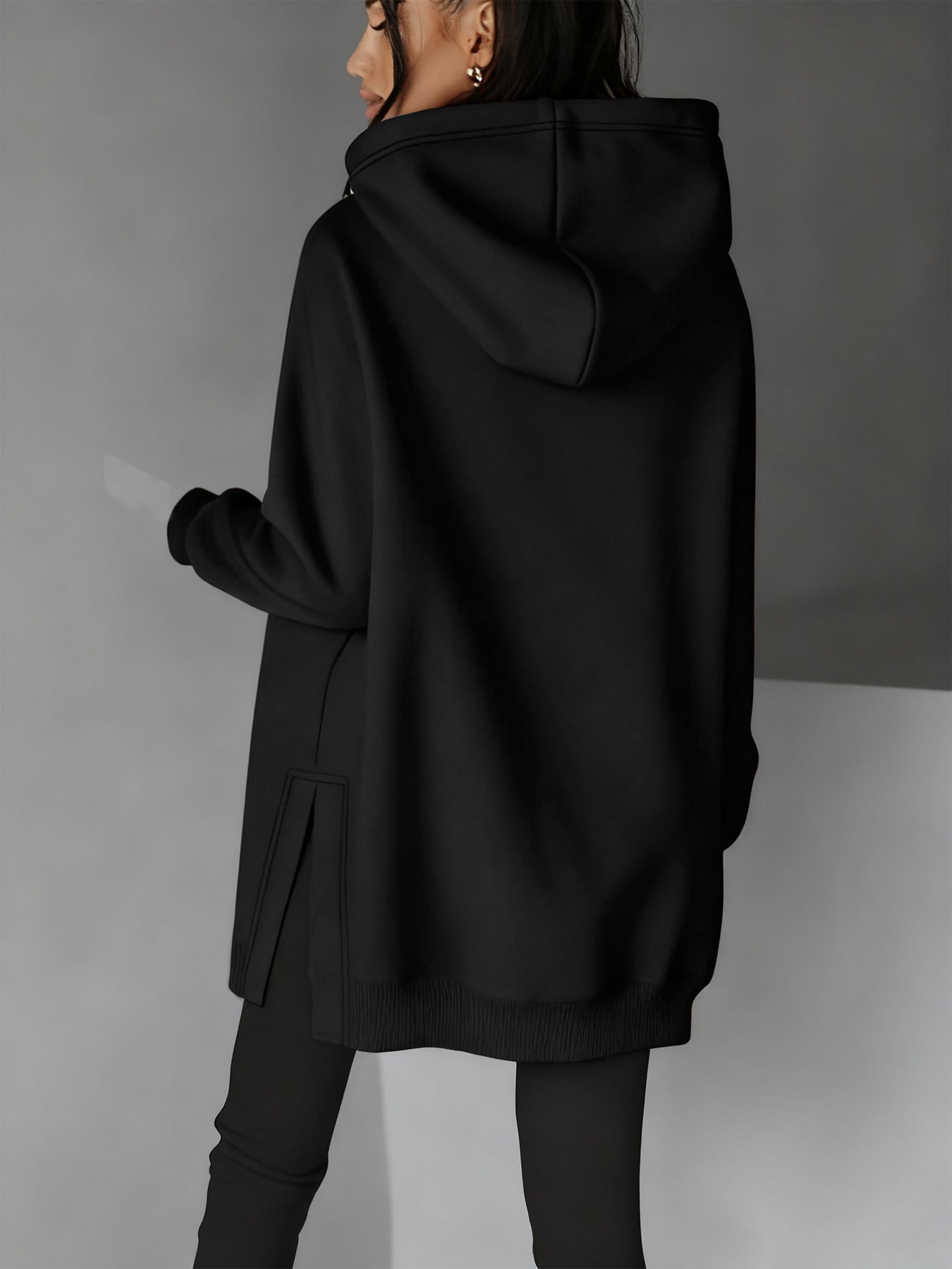 Women’s Casual Hooded Hoodie with Side Slits for Fall & Winter