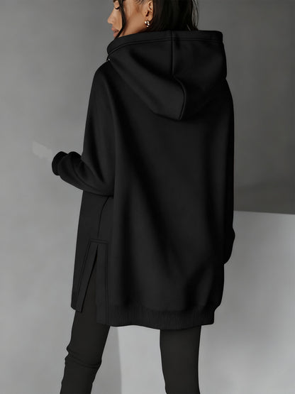 Women’s Casual Hooded Hoodie with Side Slits for Fall & Winter