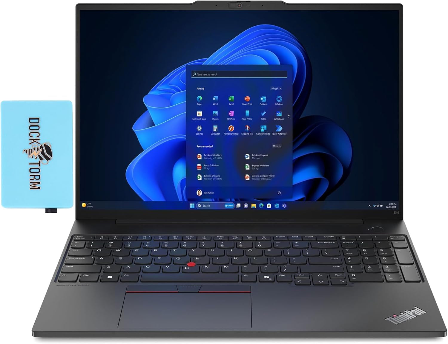 Lenovo Thinkpad E16 Gen 1 Business Laptop 16.0" WUXGA IPS Display 300 Nits (AMD Ryzen 5 7530U 6-Core 2.00Ghz, 16GB RAM, 512GB Pcie SSD, AMD Radeon, Backlit KYB, FP, Wifi 6, Win11Pro) W/Dockztorm Hub