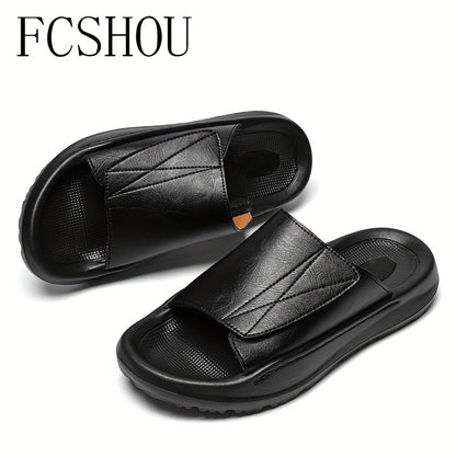 Men's Summer Outdoor Slippers Split Leather Slip-On Sandals