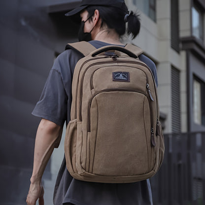 Men's Large Capacity Travel Backpack - Lightweight Laptop Bag with 39.62cm Laptop Compartment, Multiple Zippered Pockets, Padded Shoulder Straps - Durable Backpack for Business, School, Vacation - Tan/Brown