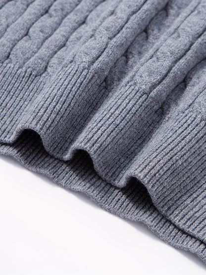 Men's Thick Winter Knit Sweater - High-Elastic Breathable Round Neck Pullover with Cross-Over Collar & Asymmetric Hem, Warm Casual Sweater for Fall/Winter, Machine Washable (Suitable for Daily Wear, Parties, Skiing) - Non- So