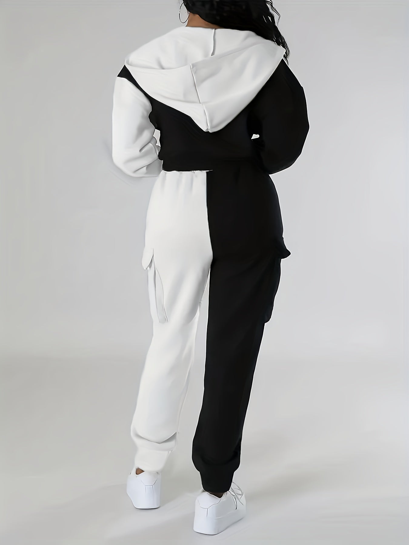 Women's Color-Block Hooded Casual Set for Fall Winter