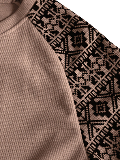 Men'S Long-Sleeve T-Shirt in a Heavy Waffle Knit for Autumn, Perfect for Casual Wear