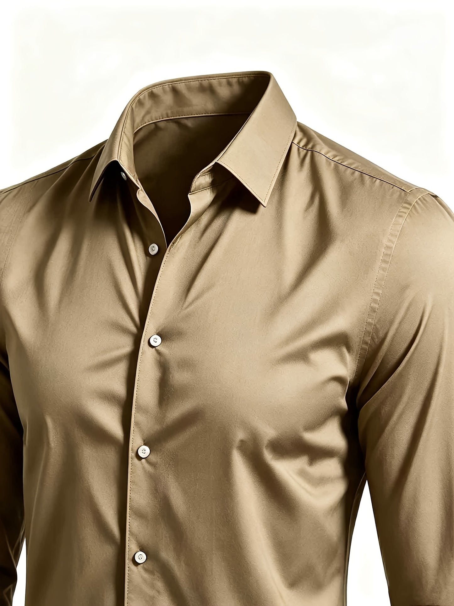 Men's Casual Long Sleeve Button-Up Solid Color Shirt