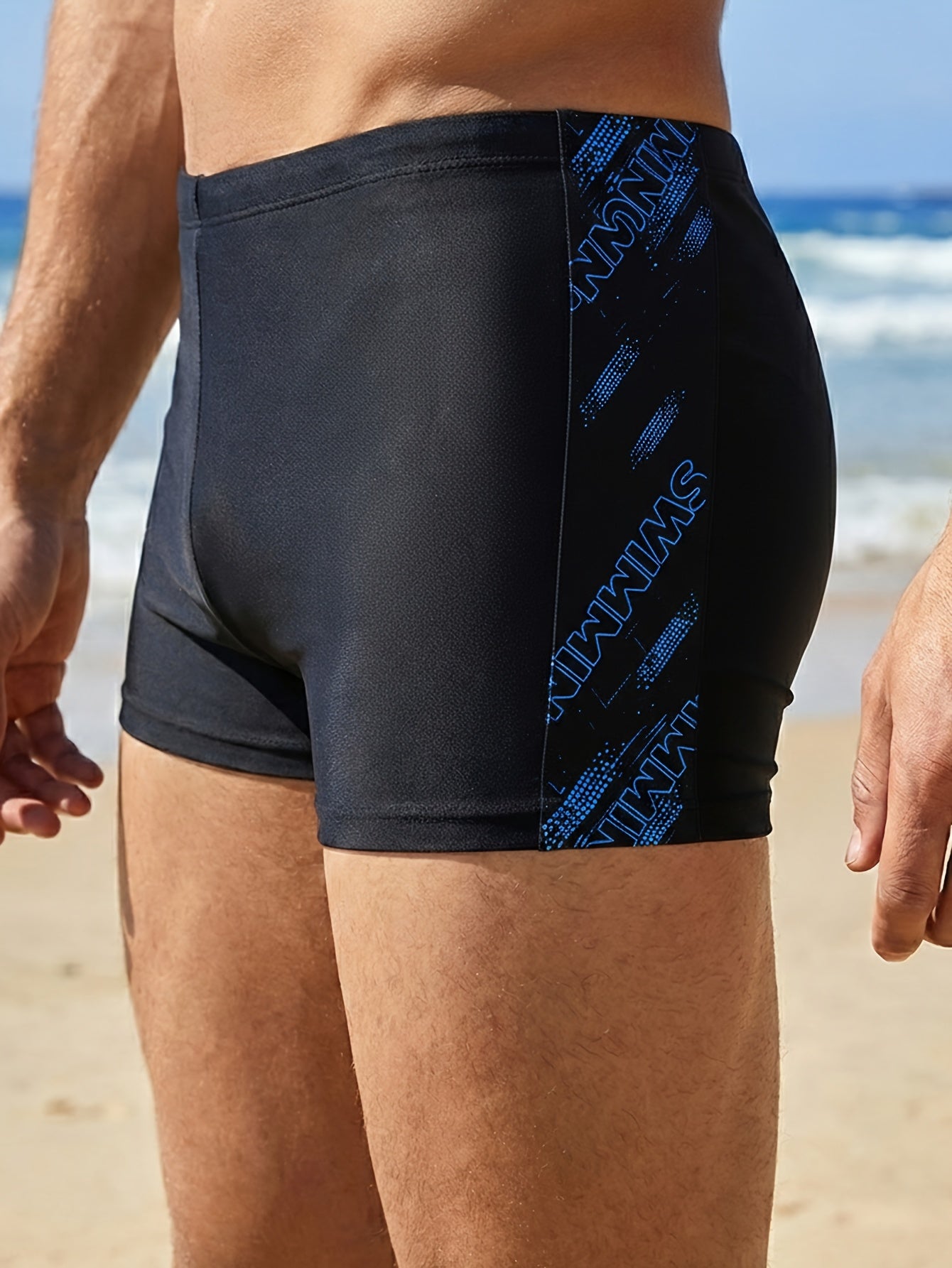 Men's Athletic Swim Trunks with Four-Way Stretch, Tummy Control