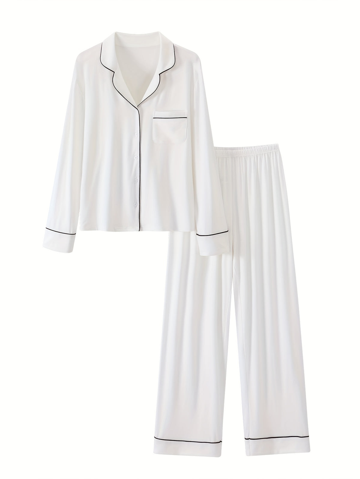 Women's Casual Modal Pajama Set with Stretchy Long Sleeves - ayq