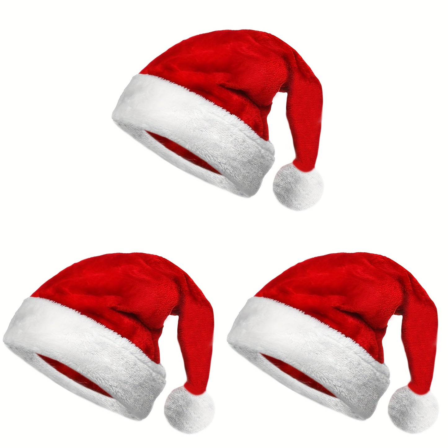 Adult Unisex Christmas Santa Hat - Thickened Comfortable Red & White with White Piping Trim & Fluffy Beard-Friendly Collar - Iconic Santa Cap for Holiday Parties, Costumes, Xmas Events (Hand Wash Only) for Christmas,Newyear,V
