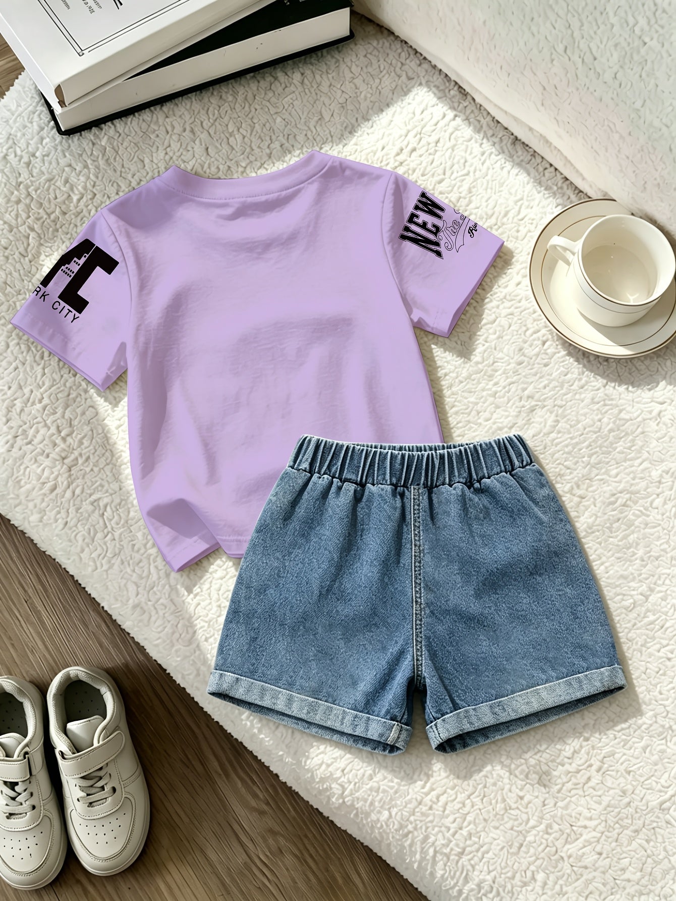 Summer Boys Los Angeles Print T-Shirt & Distressed Shorts Set