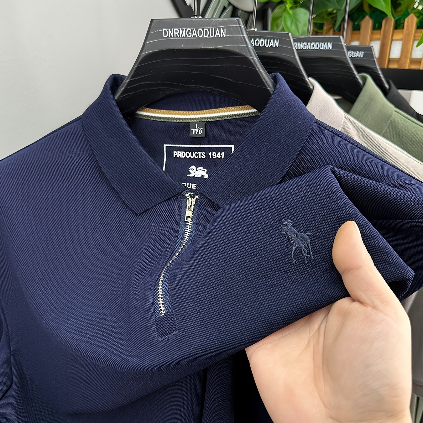 New Stylish Short-Sleeve Polo Shirt with a Zipper, a Breathable Business Fashion Tee, Featuring High-End Embroidery on The Sleeves And an Exquisite Design on The Back - ayq