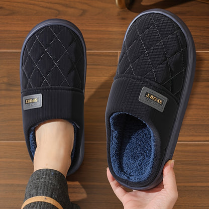 Men's Winter Oversized Slippers with Plush Lining & EVA Sole
