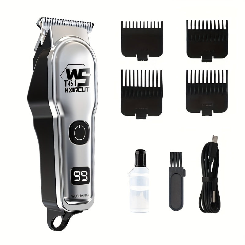 A Professional Men'S Electric Hair Clipper Set with an LED Display, an Electric Shaver, Four Guide Combs for Zero-Gap Cutting, a Small Brush, TYPE-C Charging, Perfect As a Gift for Men, Father'S Day Presents - ayq